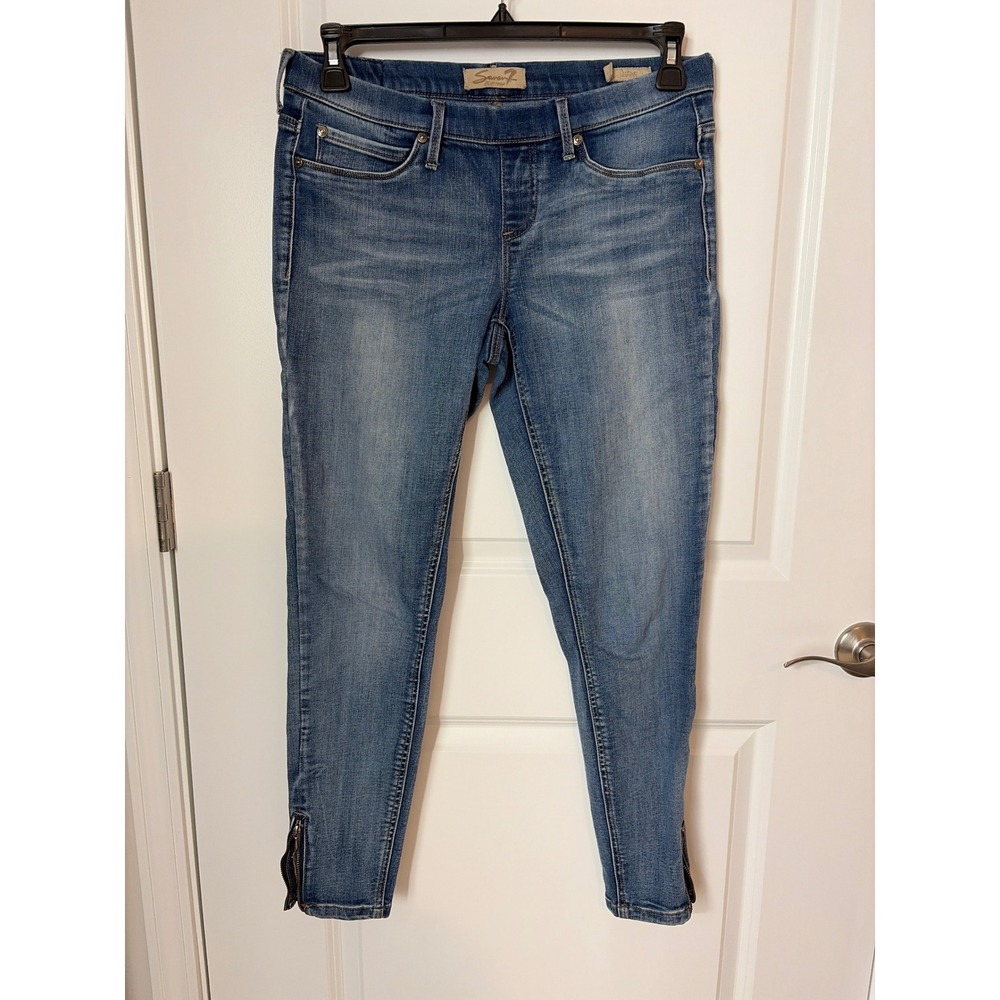 Seven7 Womens Legging Skinny Jeans Medium Wash Ankle Zip Pull On Size 8